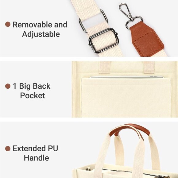 Elegant Women's Laptop Tote Bag with Padded Compartment & Zipper Closure - Picture 5 of 8